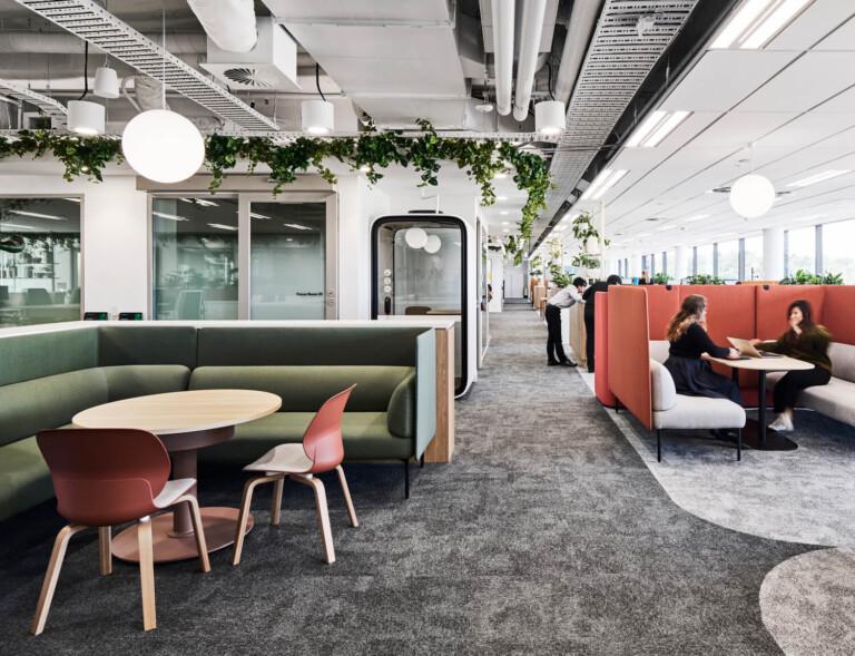 Light and modern office common area.