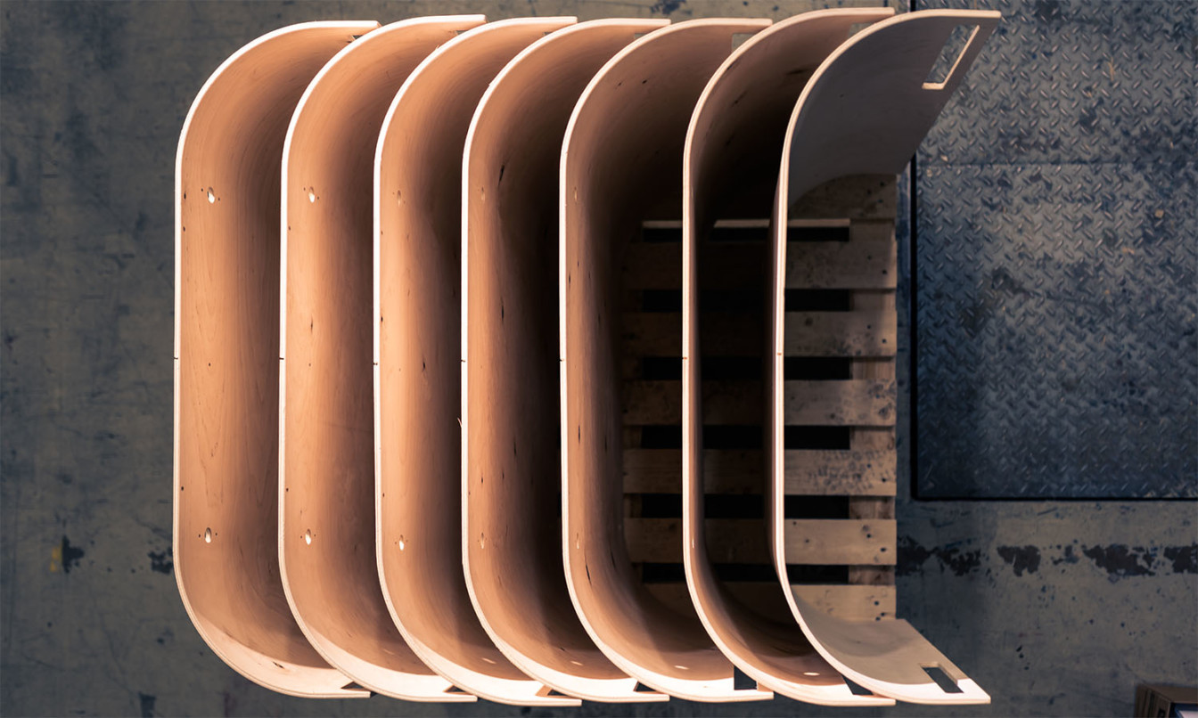 Wood material used in Framery office pods' frame.