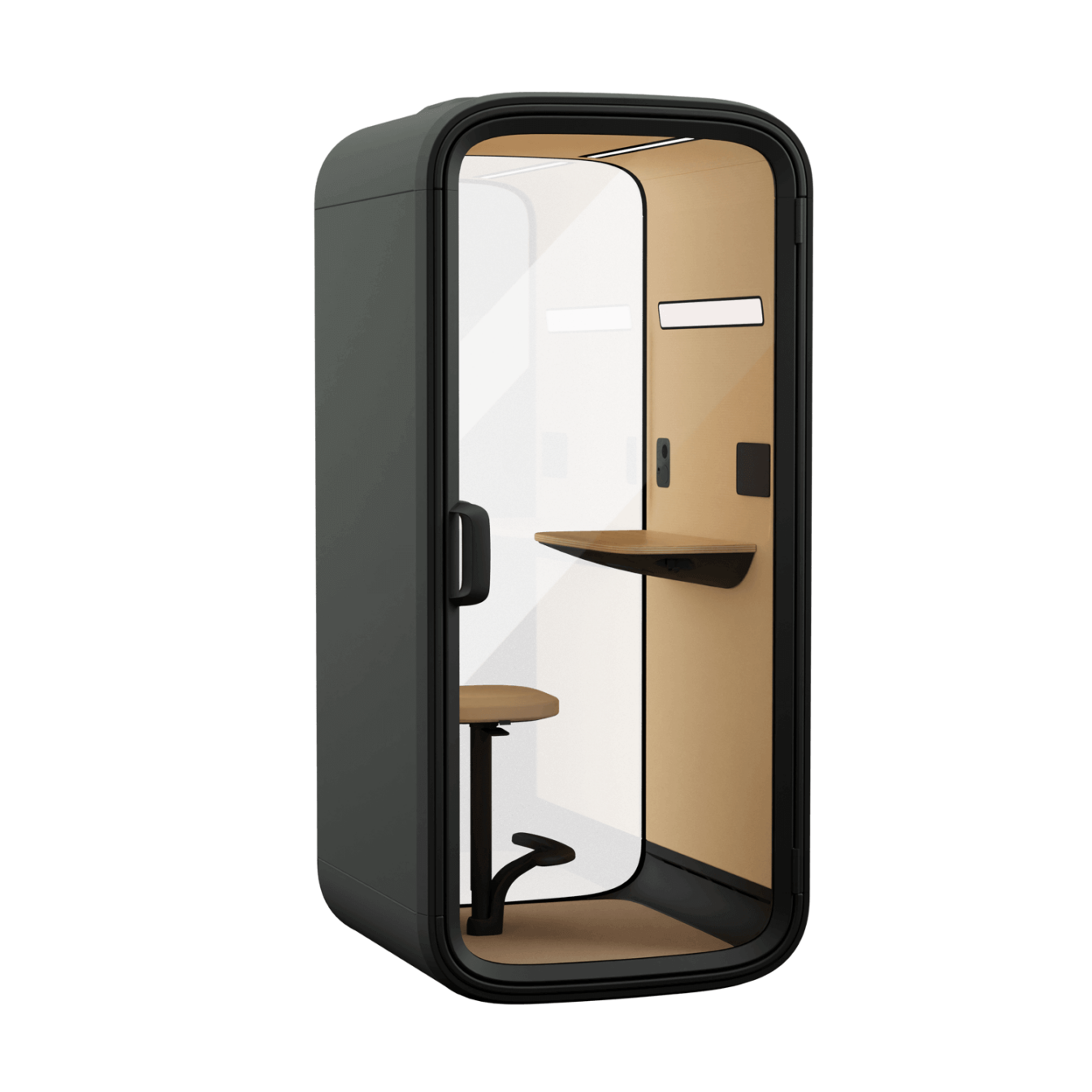 Moss Green Framery One Compact smart office phone booth on a white background.